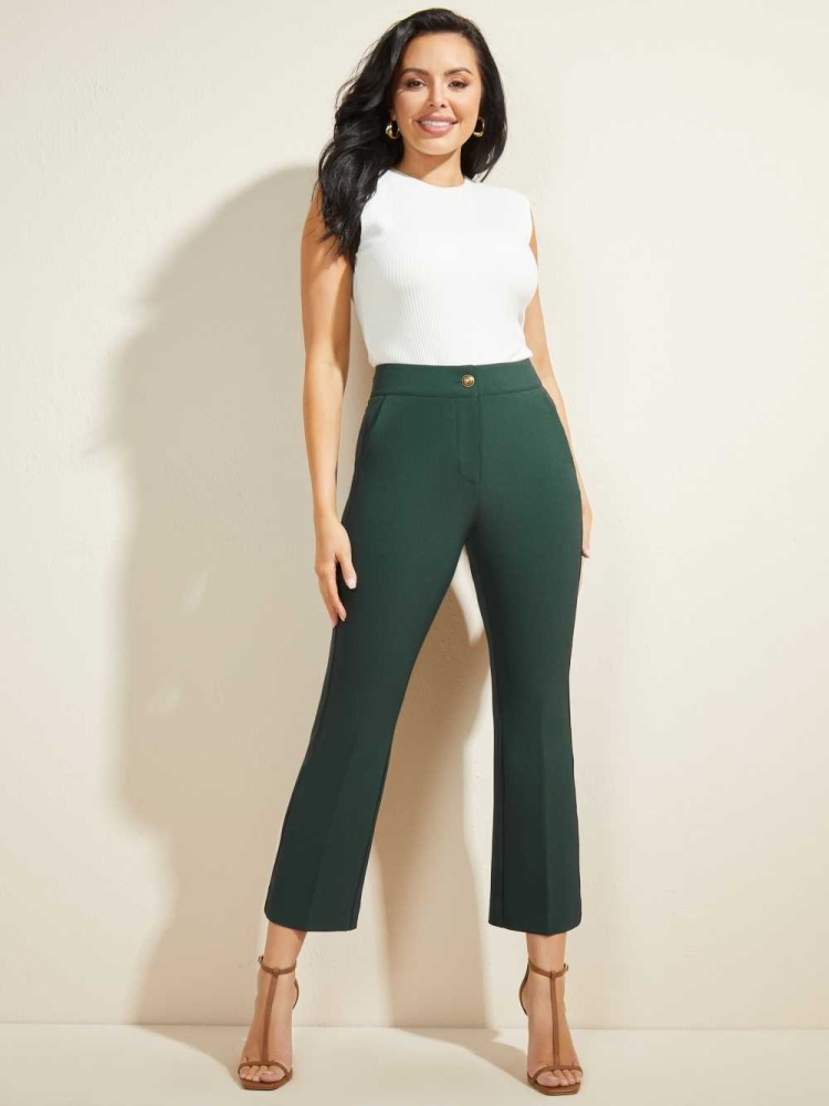 Green Women's GUESS Evelyn Cropped Pants | USA03UVBKO