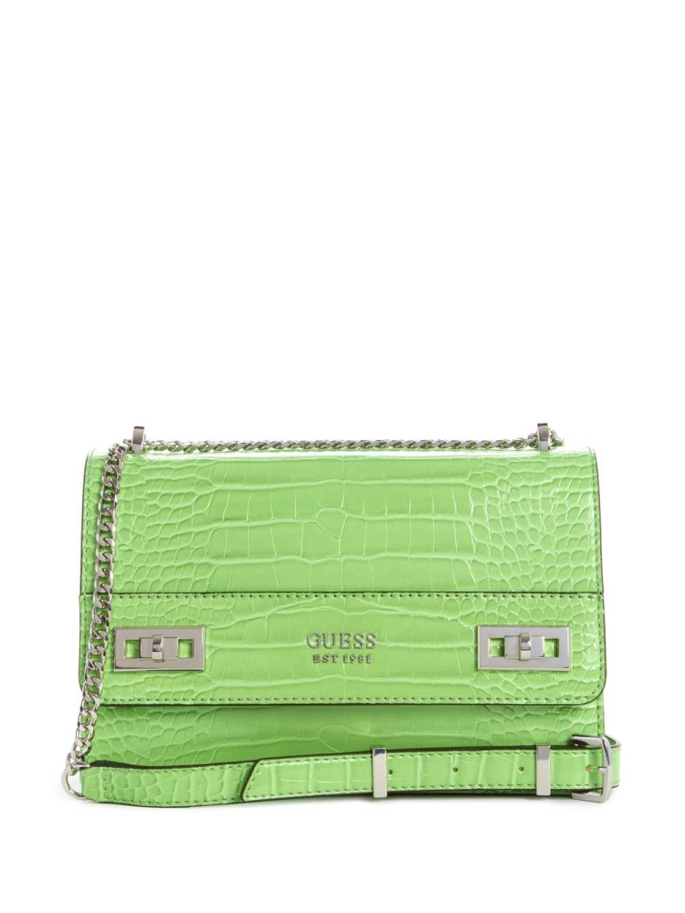 Green Women\'s GUESS Katey Convertible Crossbodies | USA94WAZSP