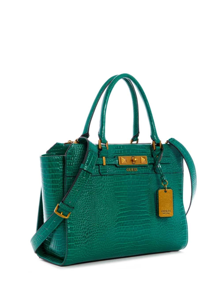 Green Women's GUESS Raffie Carryall Crossbodies | USA83DJZBA