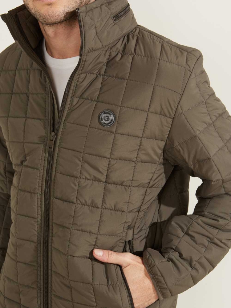 Grey Men's GUESS Active Nylon Puffer Jackets | USA39XNHIK