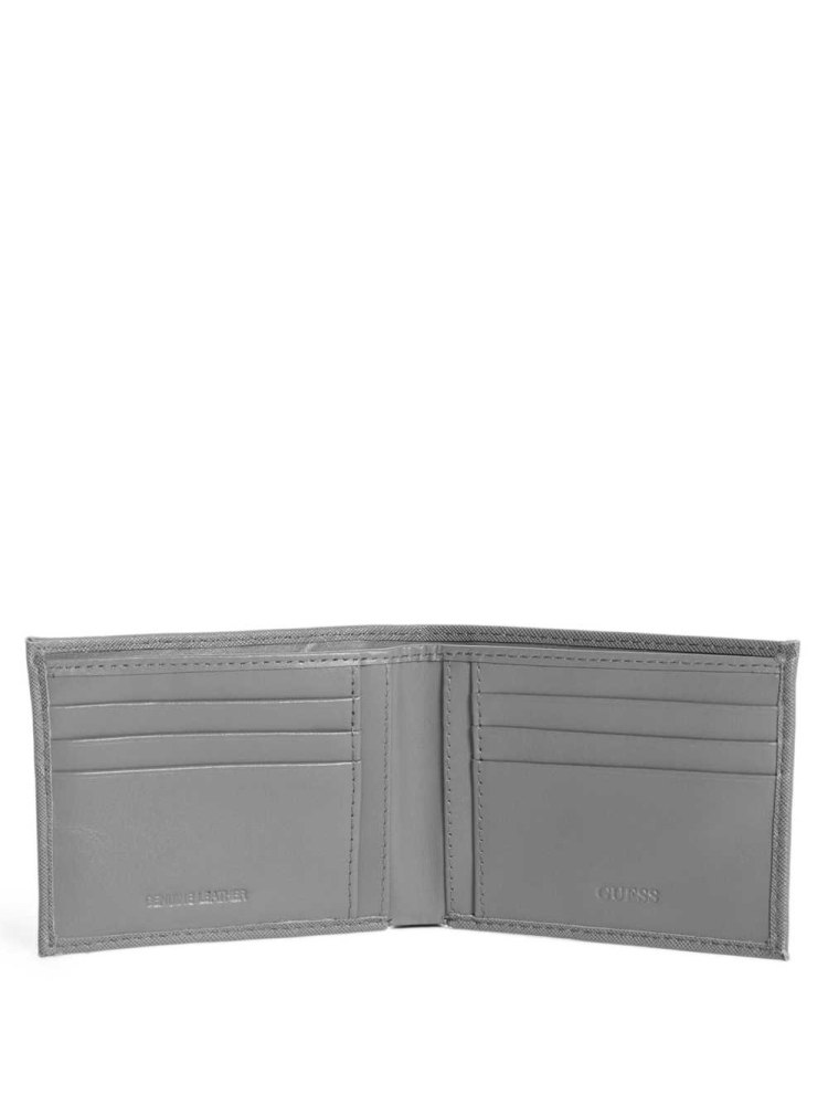 Grey Men's GUESS Certosa Leather Billfold Wallets | USA52UGTRZ