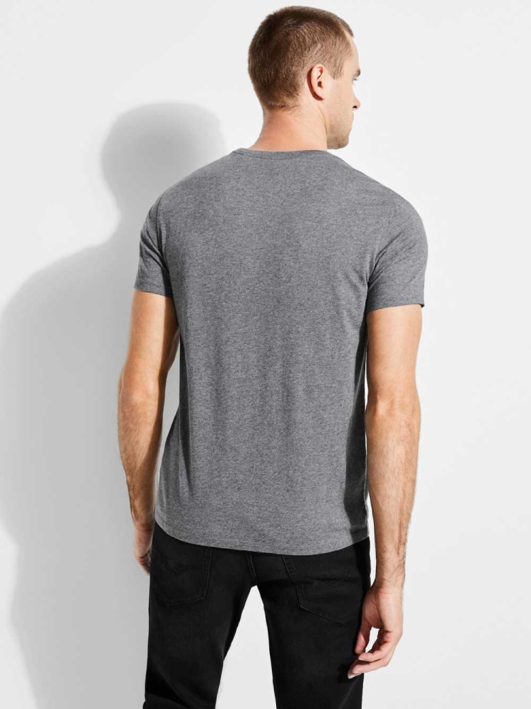 Grey Men's GUESS Classic Logo T-Shirts | USA85QKALW