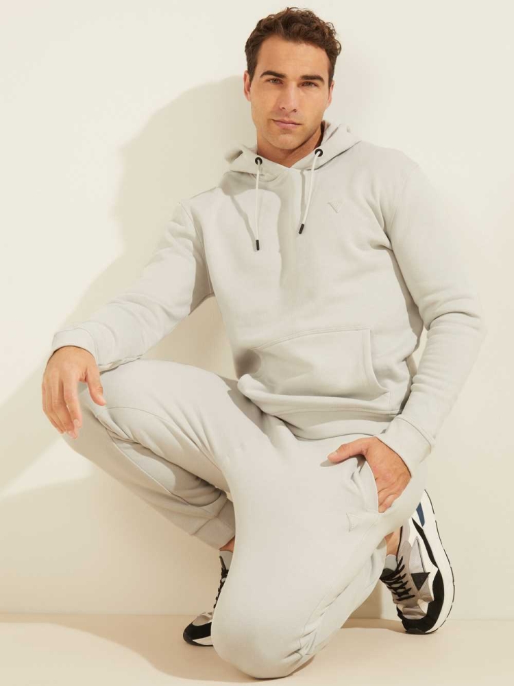 Grey Men's GUESS Eco Aldwin Hoodies | USA76KJYSX