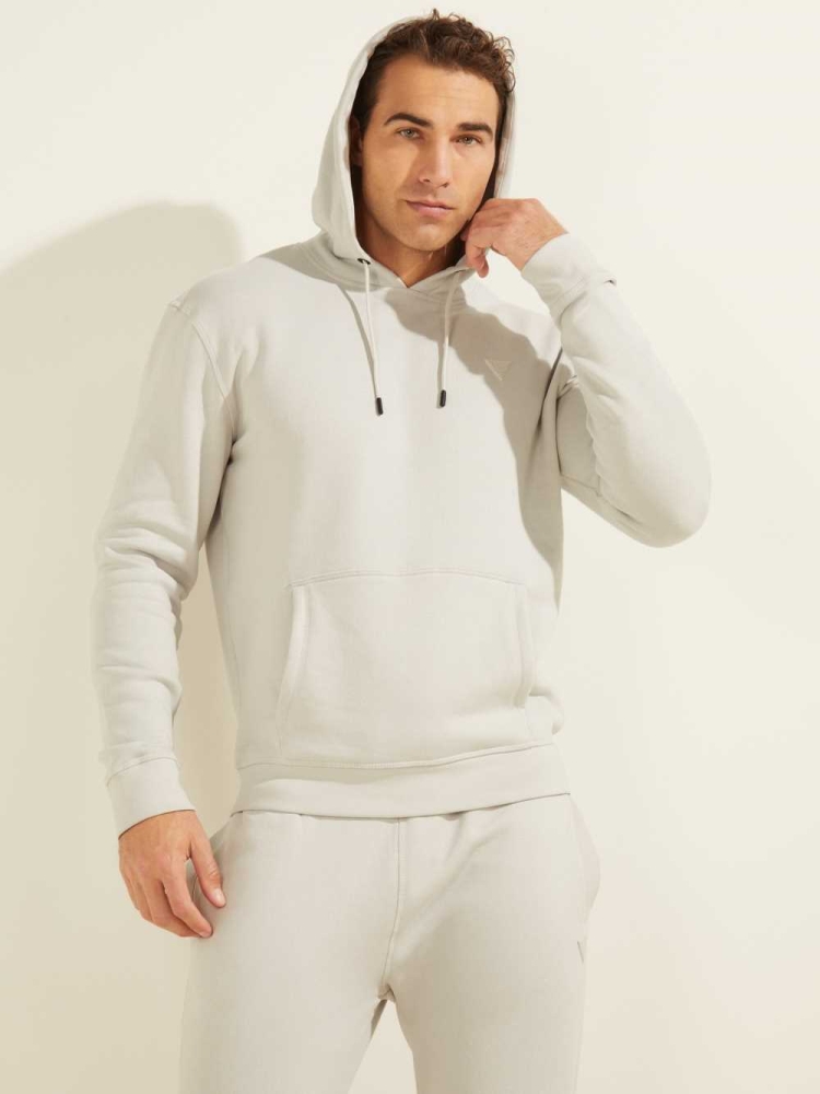 Grey Men\'s GUESS Eco Aldwin Hoodies | USA76KJYSX