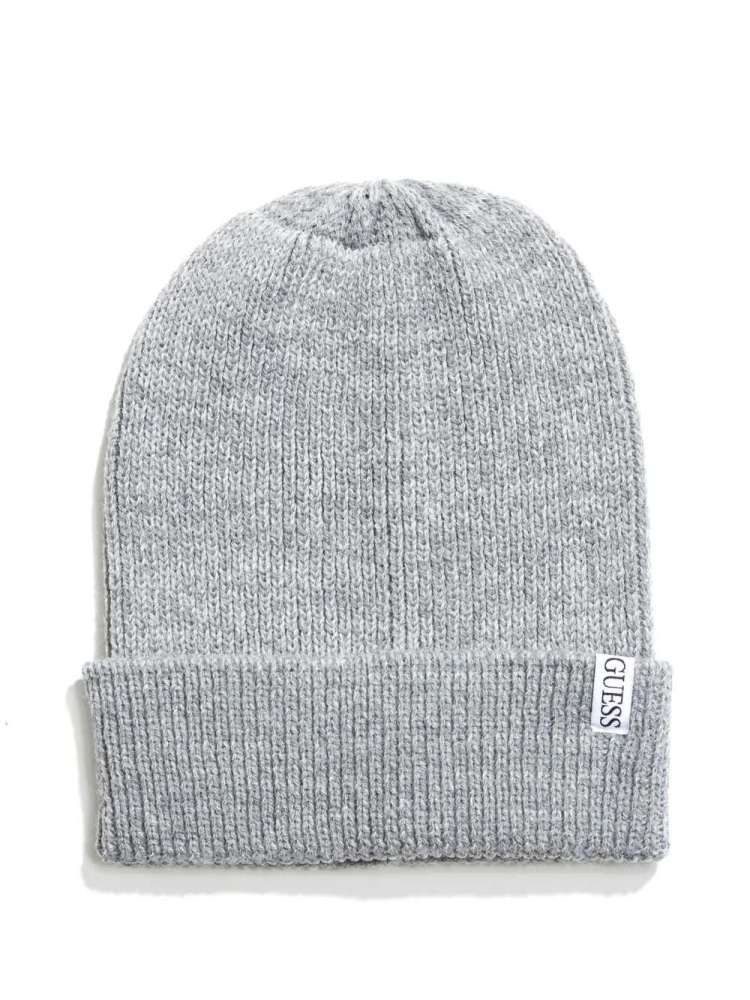 Grey Men\'s GUESS Elliot Patch Beanie | USA16MYAZR