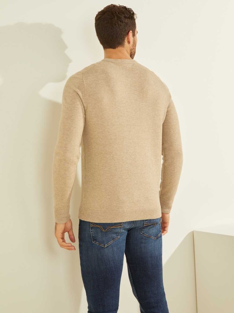 Grey Men's GUESS Esmere Wool-Blend V-Neck Sweaters | USA38SBVCU