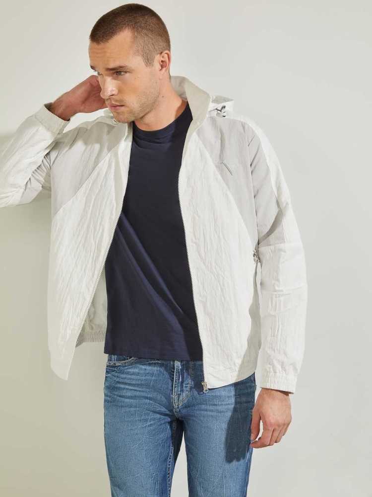 Grey Men's GUESS Kian Color-Block Jackets | USA81BDELW