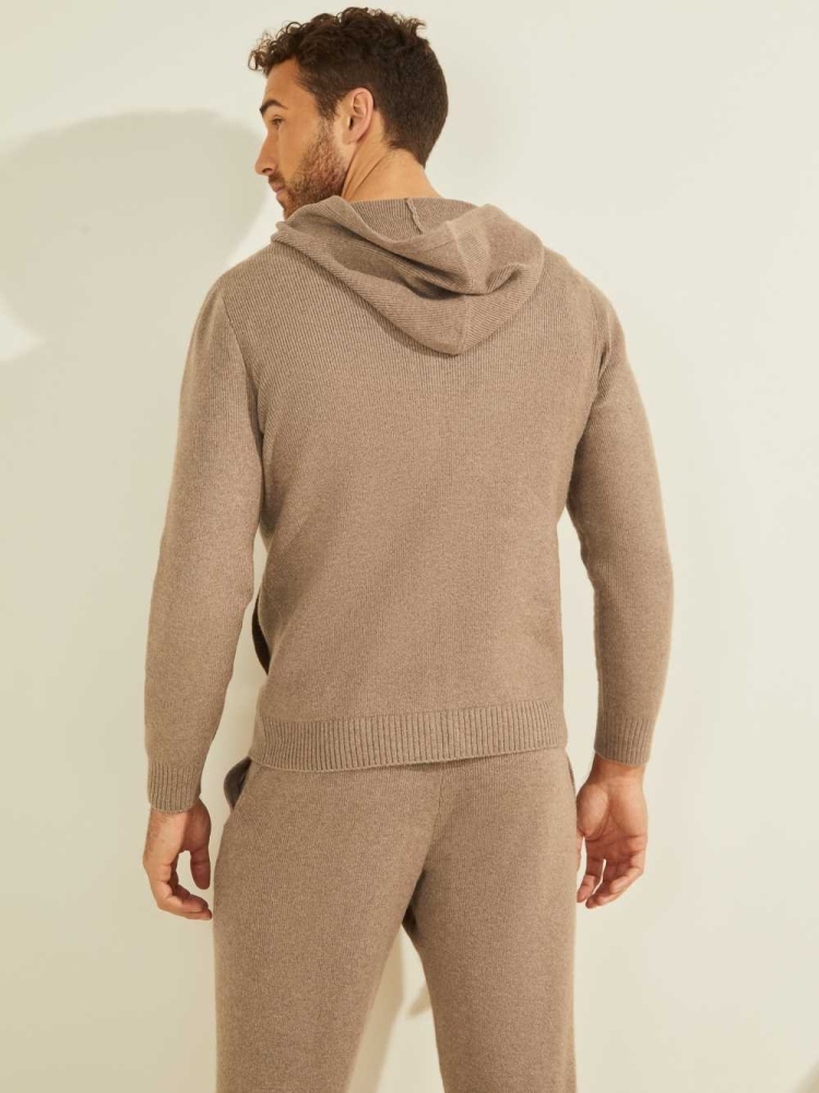 Grey Multicolor Men's GUESS Esmere Wool-Blend Zip Hoodies | USA23GAKUJ