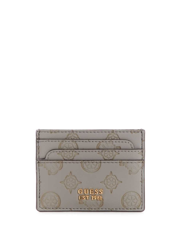 Grey White Women\'s GUESS Bea Card Holder Wallets | USA85PZWFC