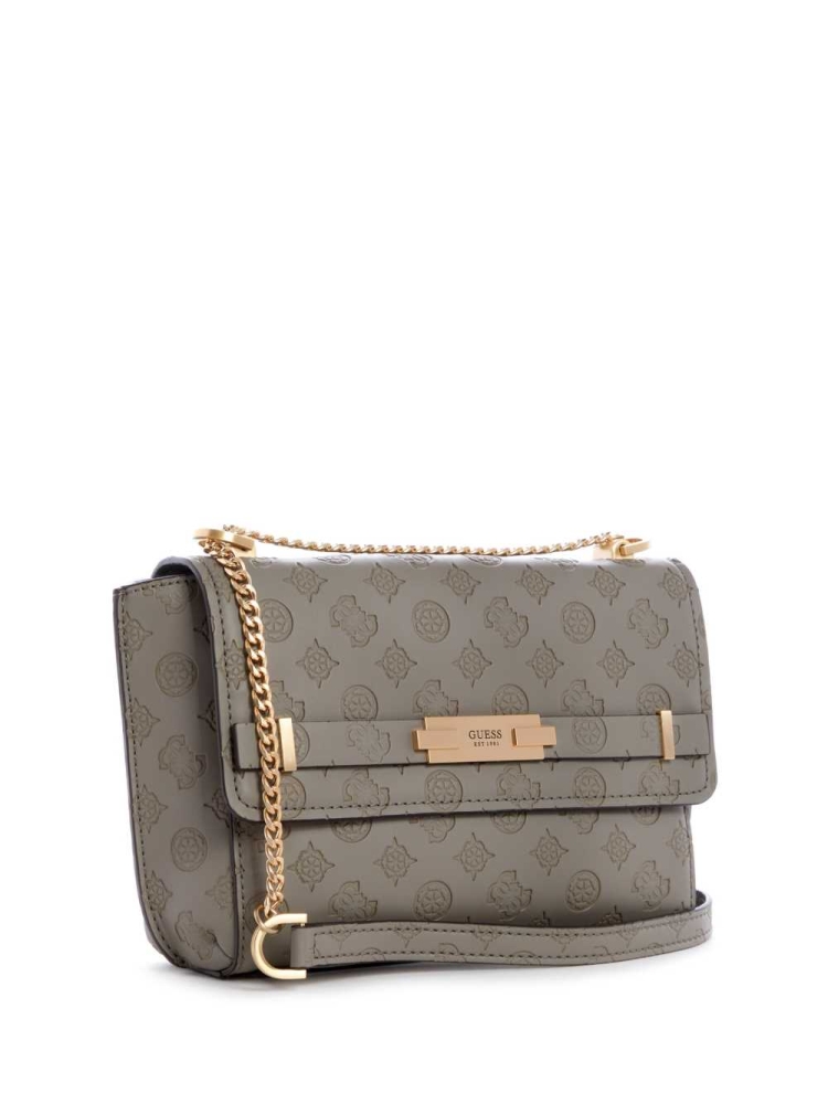 Grey White Women's GUESS Bea Convertible Crossbodies | USA86QZPEI