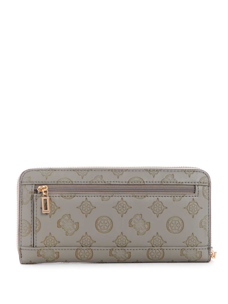 Grey White Women's GUESS Bea Large Zip-Around Wallets | USA60OWXIY