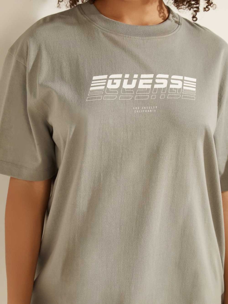 Grey Women's GUESS Eco Dalya Logo T-Shirts | USA86PJHGR