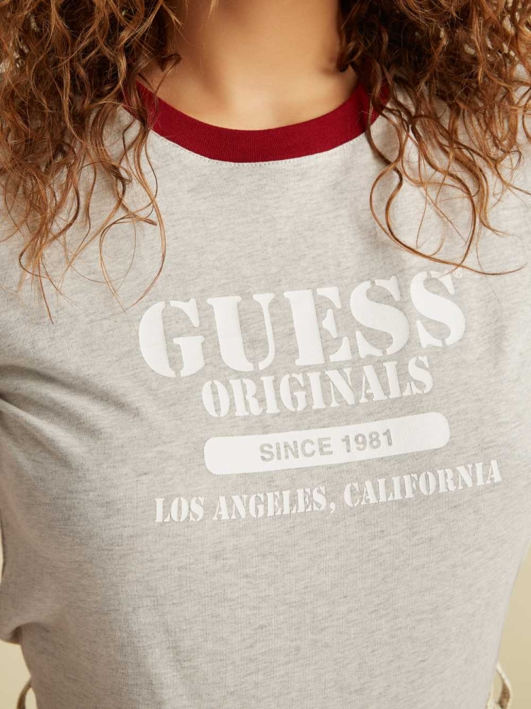 Grey Women's GUESS Originals Heather Ringer T-Shirts | USA61QWFHN