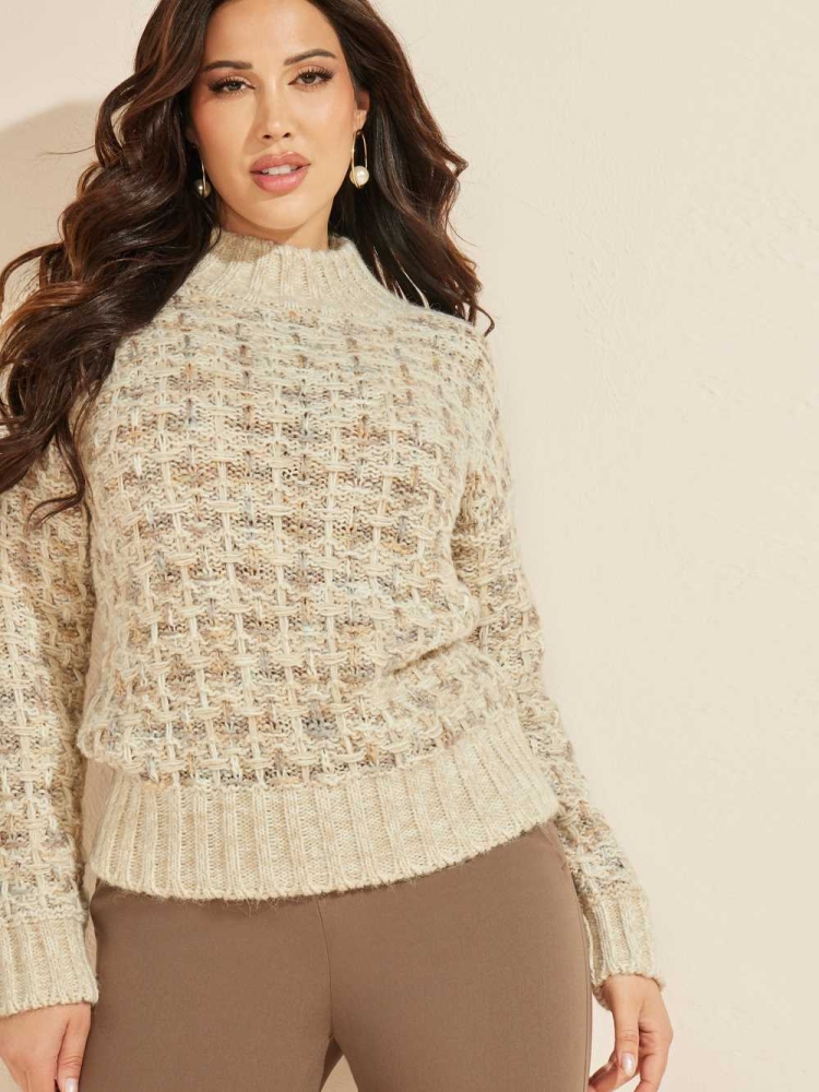 Khaki Brown Women's GUESS Cecilia Sweaters | USA91OEAMU