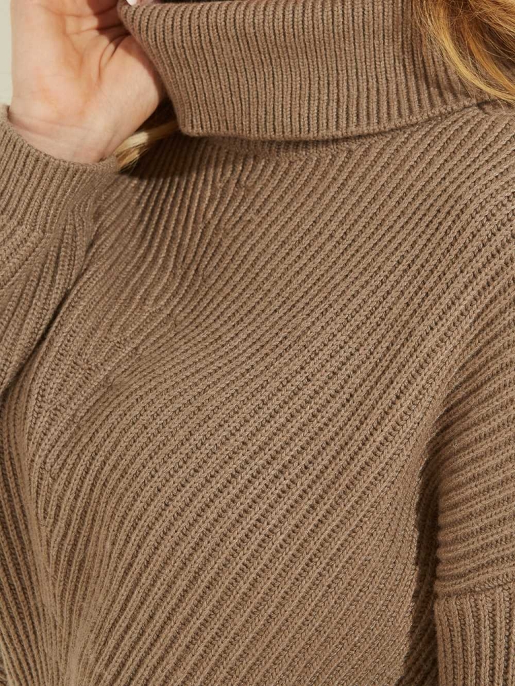 Khaki Women's GUESS Doni Turtleneck Sweaters | USA92SMXQN