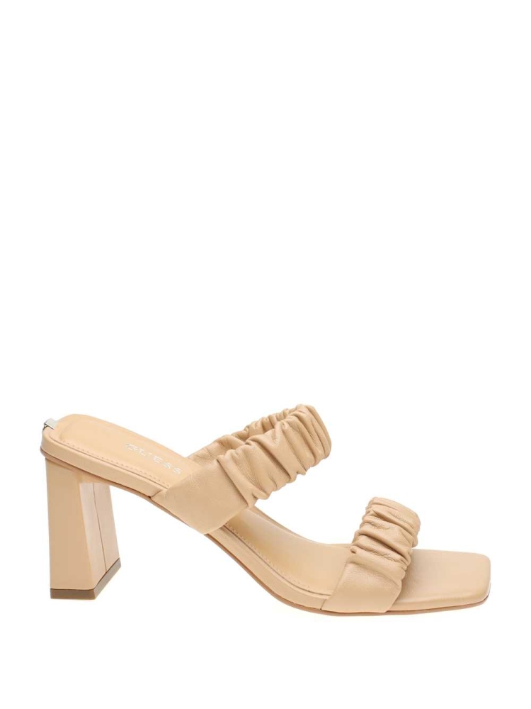 Light Beige Women's GUESS Aindrea Heeled Mules Heels Shoes | USA41IRJAG