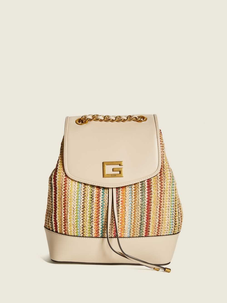 Light Beige Women\'s GUESS Kimi Backpacks | USA03WPSKO