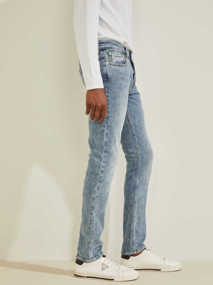 Light Blue Men's GUESS Eco Skinny Jeans | USA91WIDQA