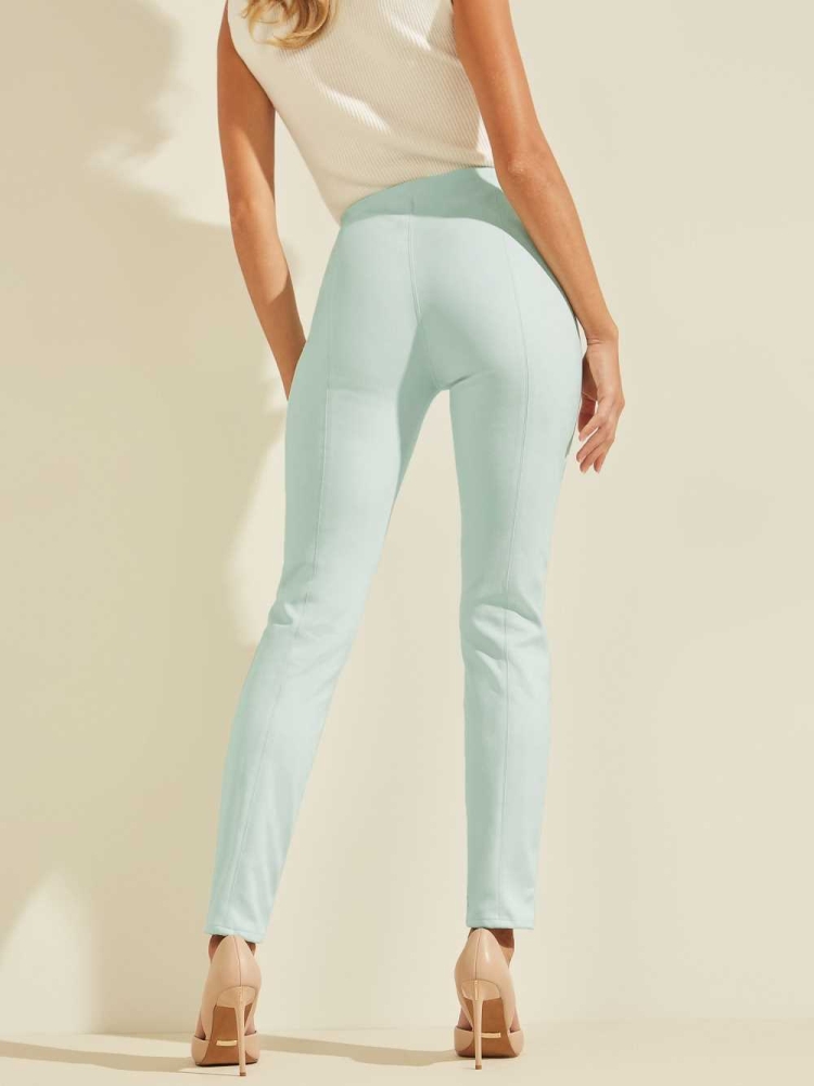 Light Blue Women's GUESS Maya Faux-Suede Leggings | USA14FOBSQ