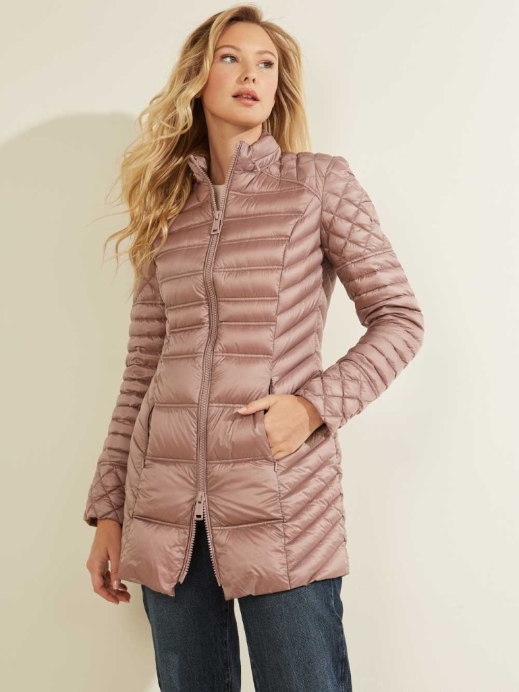 Light Brown Women's GUESS Natasha Packable Down Jackets | USA85WNGEF