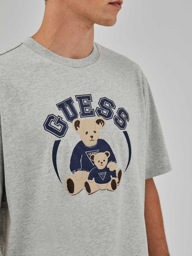 Light Grey Men's GUESS Originals Bear T-Shirts | USA83MLZFQ