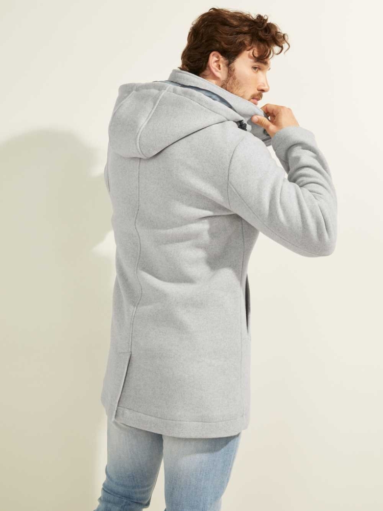 Light Grey Men's GUESS Urban Wool-Blend Coats | USA36GVFQC