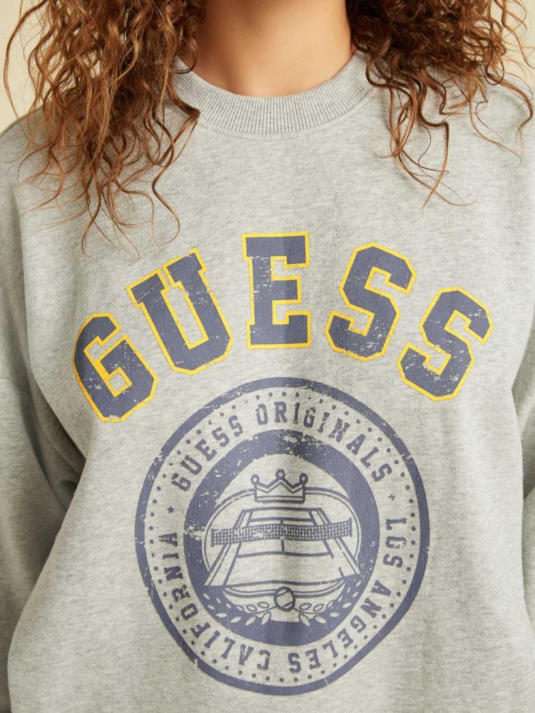 Light Grey Women's GUESS Originals Oversized Pullover Sweatshirt | USA72DHEKV