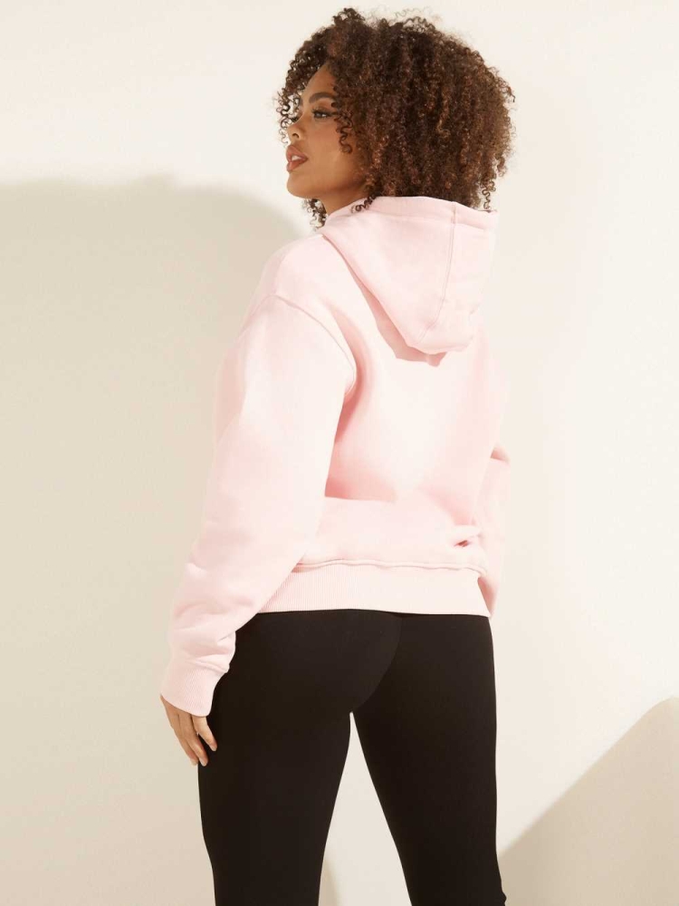 Light Pink Women's GUESS Eco Alisha Hooded Sweatshirt | USA79CADXQ