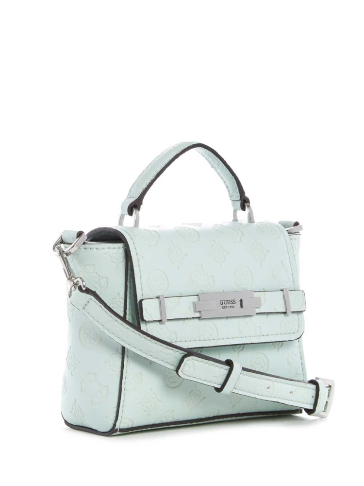 Light Turquoise Women's GUESS Bea Mini Top Handle Flap Crossbodies | USA93ORZJH