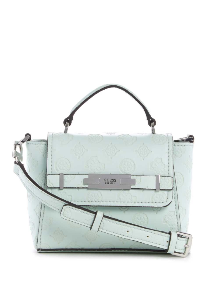 Light Turquoise Women\'s GUESS Bea Mini Top Handle Flap Crossbodies | USA93ORZJH