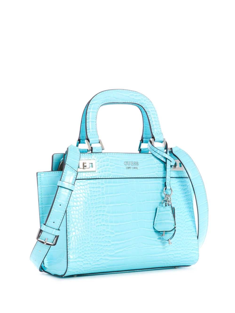 Light Turquoise Women's GUESS Katey Girlfriend Satchels | USA04WDFNL