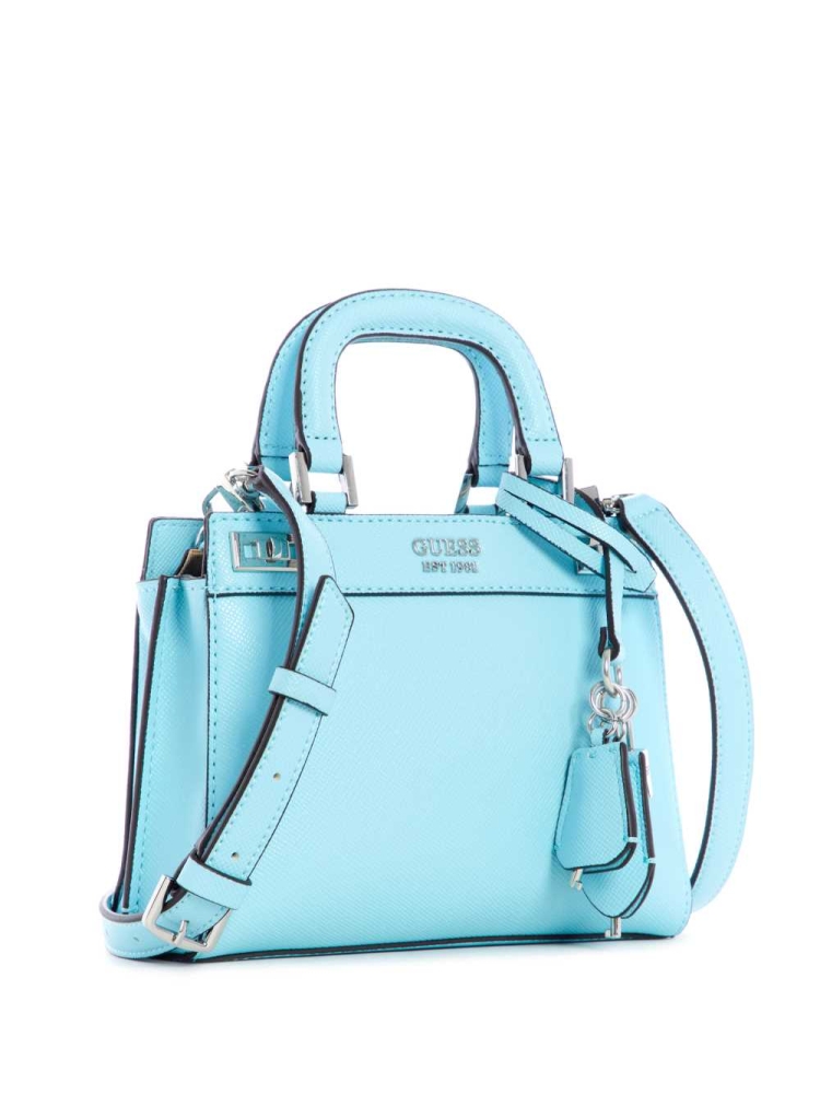 Light Turquoise Women's GUESS Katey Mini Satchels | USA10TJROI