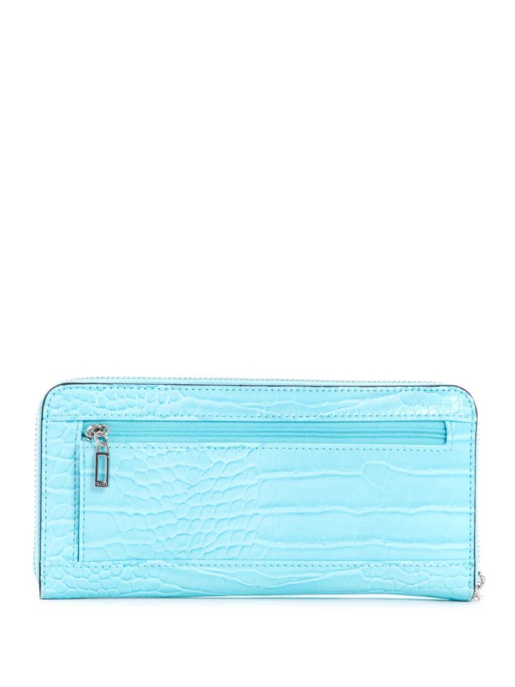 Light Turquoise Women's GUESS Katey Zip-Around Crossbodies | USA76IHJAE