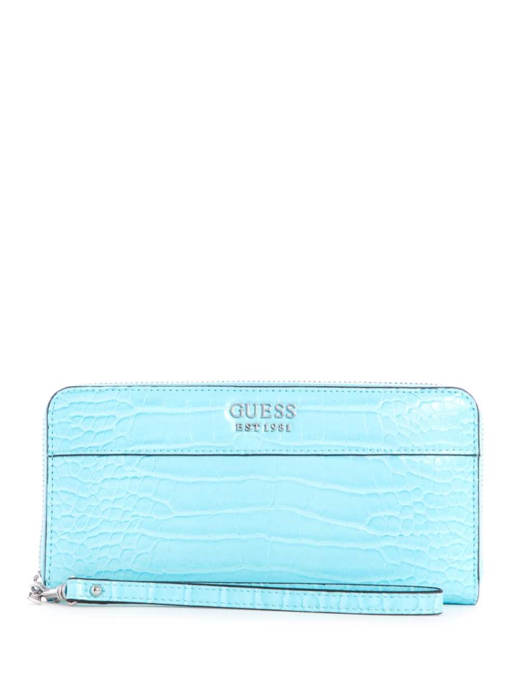 Light Turquoise Women\'s GUESS Katey Zip-Around Crossbodies | USA76IHJAE