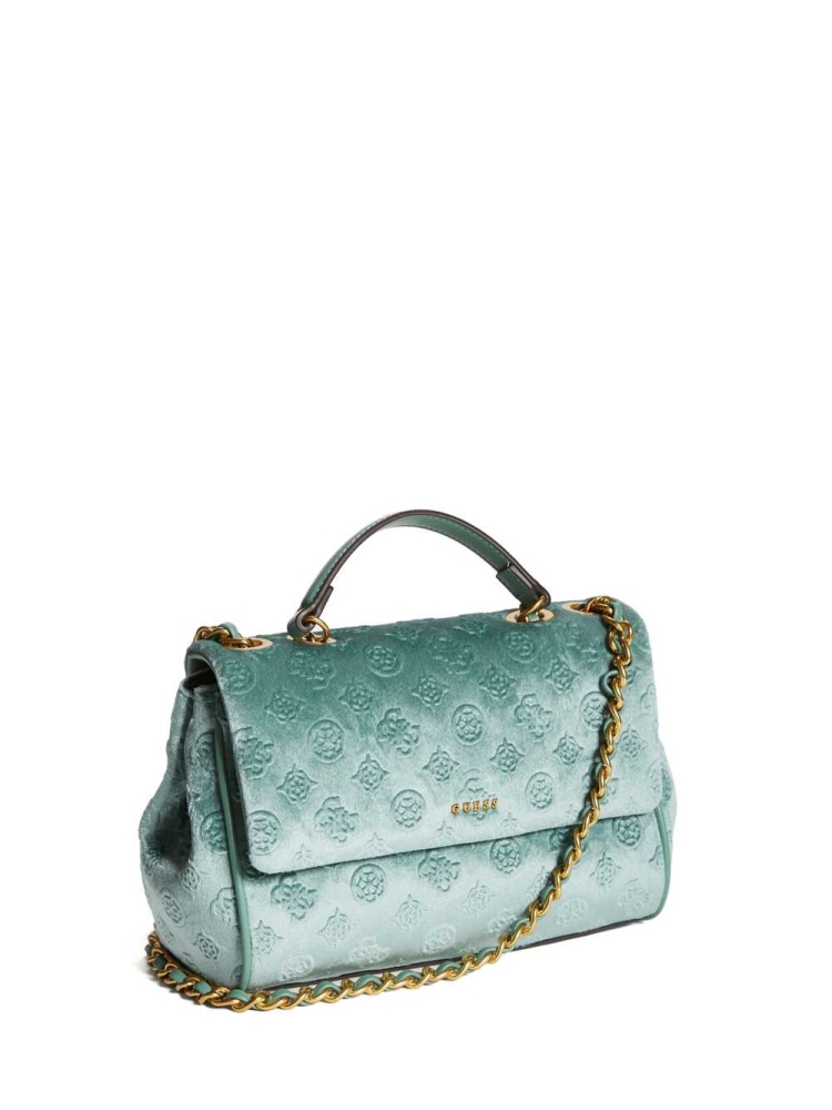 Light Turquoise Women's GUESS Kimi Logo Convertible Crossbodies | USA05DQUHC