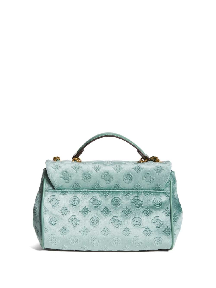 Light Turquoise Women's GUESS Kimi Logo Convertible Crossbodies | USA05DQUHC