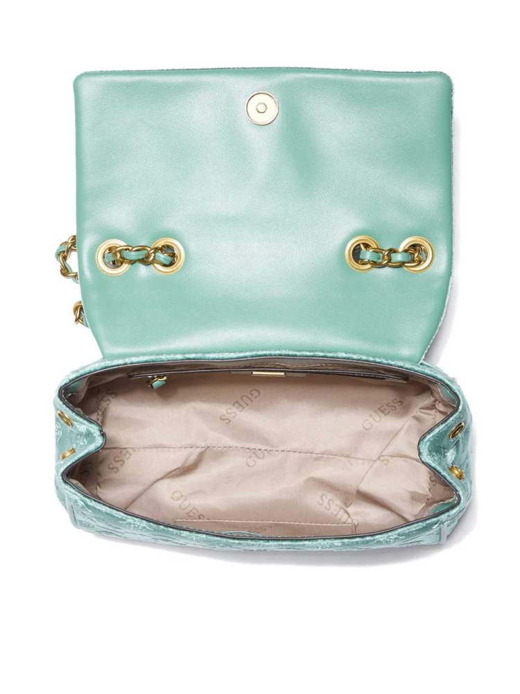 Light Turquoise Women's GUESS Kimi Logo Convertible Crossbodies | USA05DQUHC