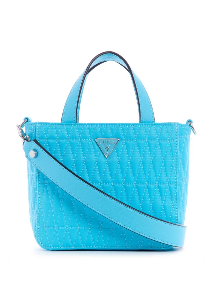 Light Turquoise Women\'s GUESS Layla Mini Totes | USA27NKTLQ