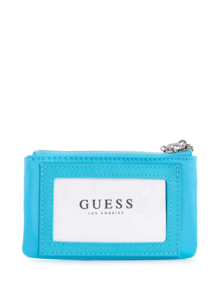 Light Turquoise Women's GUESS Layla Quilted Zip Pouch Wallets | USA52UFBIT