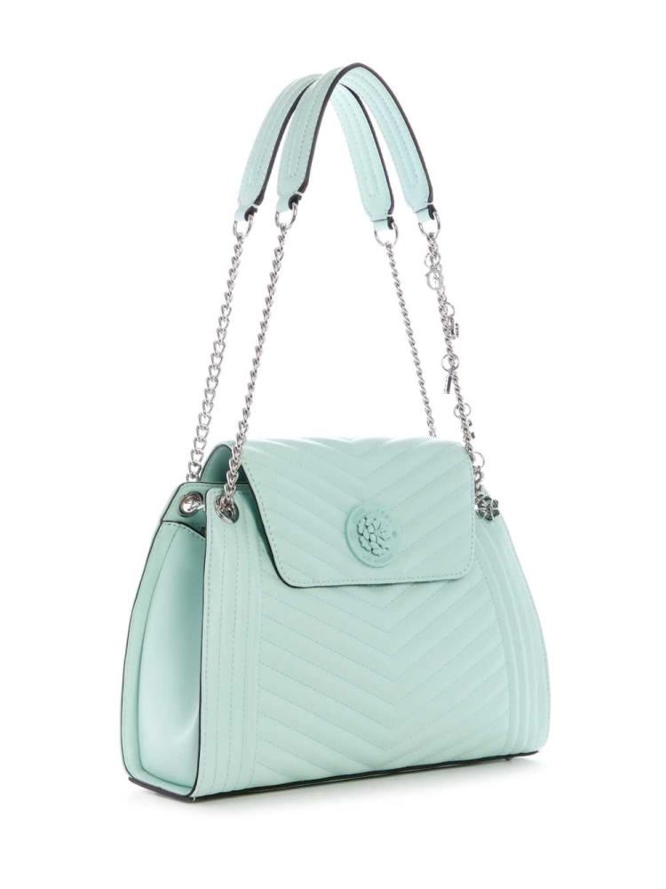 Light Turquoise Women's GUESS Lida Convertible Satchels | USA04NLJTX