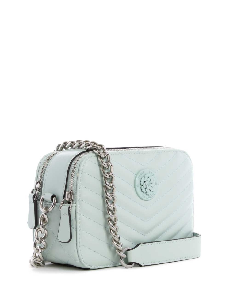 Light Turquoise Women's GUESS Noelle Camera Crossbodies | USA97JRYQU