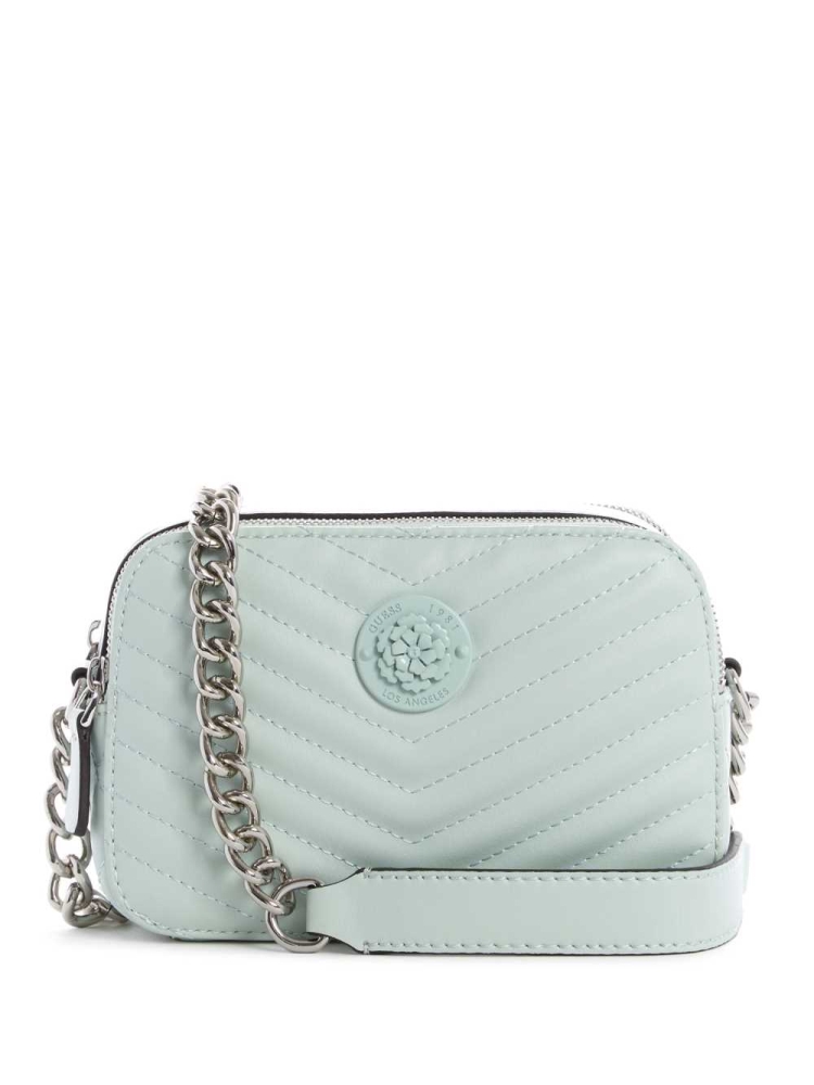 Light Turquoise Women\'s GUESS Noelle Camera Crossbodies | USA97JRYQU