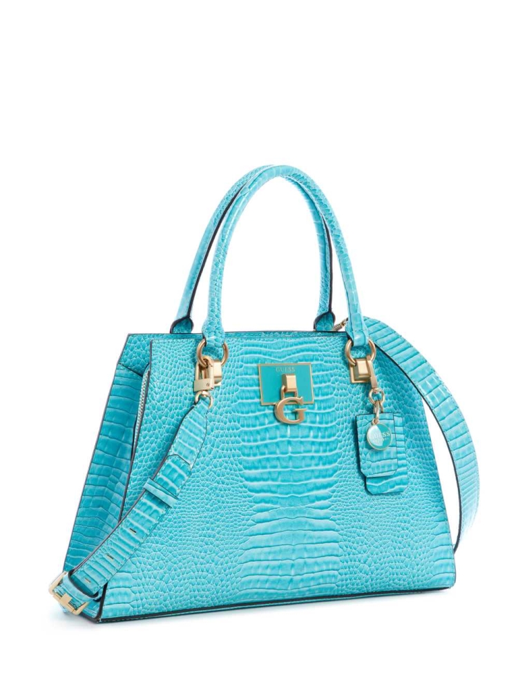 Light Turquoise Women's GUESS Stephi Girlfriend Satchels | USA34SMKLF