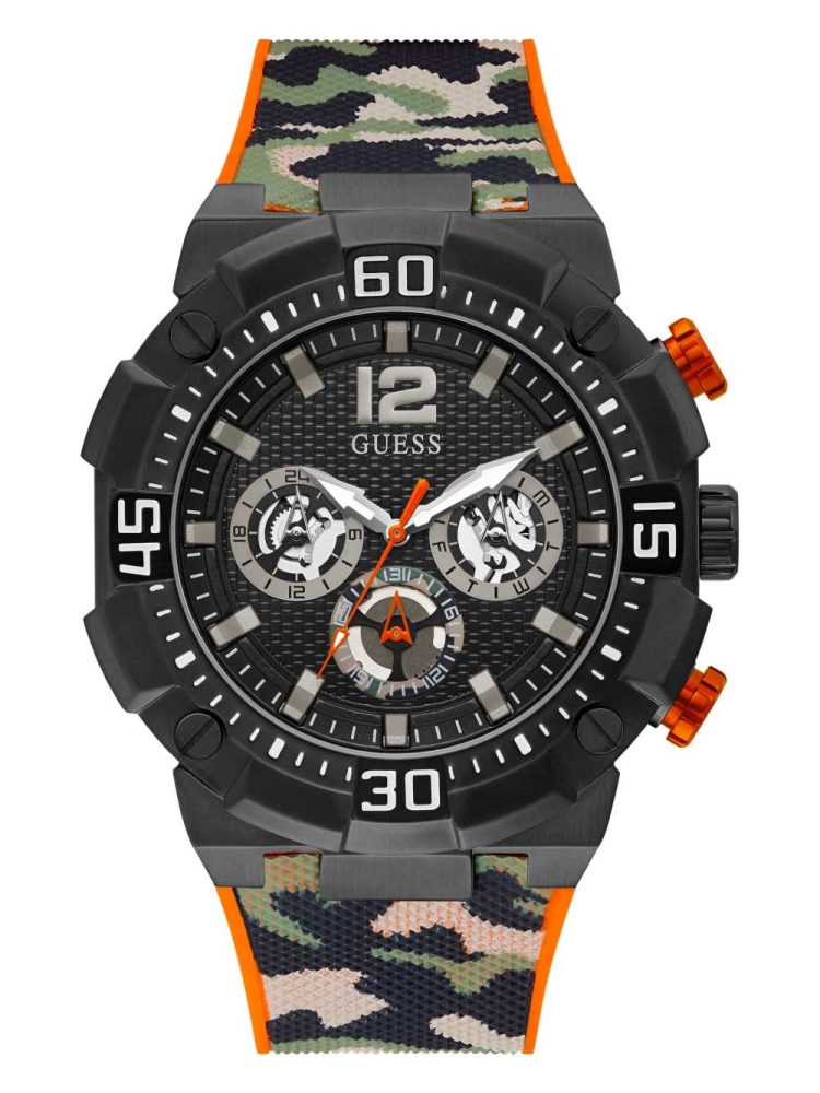 Multicolor Men\'s GUESS Camo Chrono-Look Multifunction Watches | USA72ZDKWM