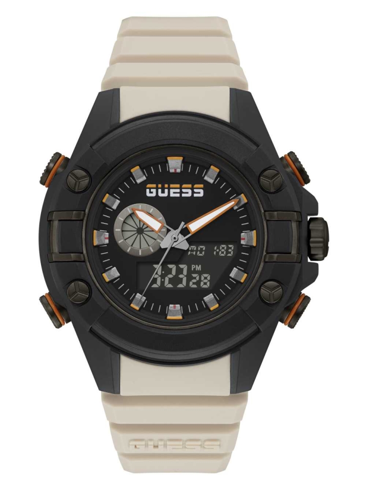 Multicolor Men\'s GUESS G Force Beige Digital Watches | USA67AUFCG