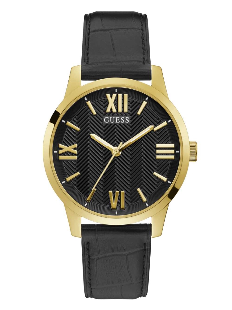 Multicolor Men\'s GUESS Gold-Tone Croc Strap Analog Watches | USA49KWJTL