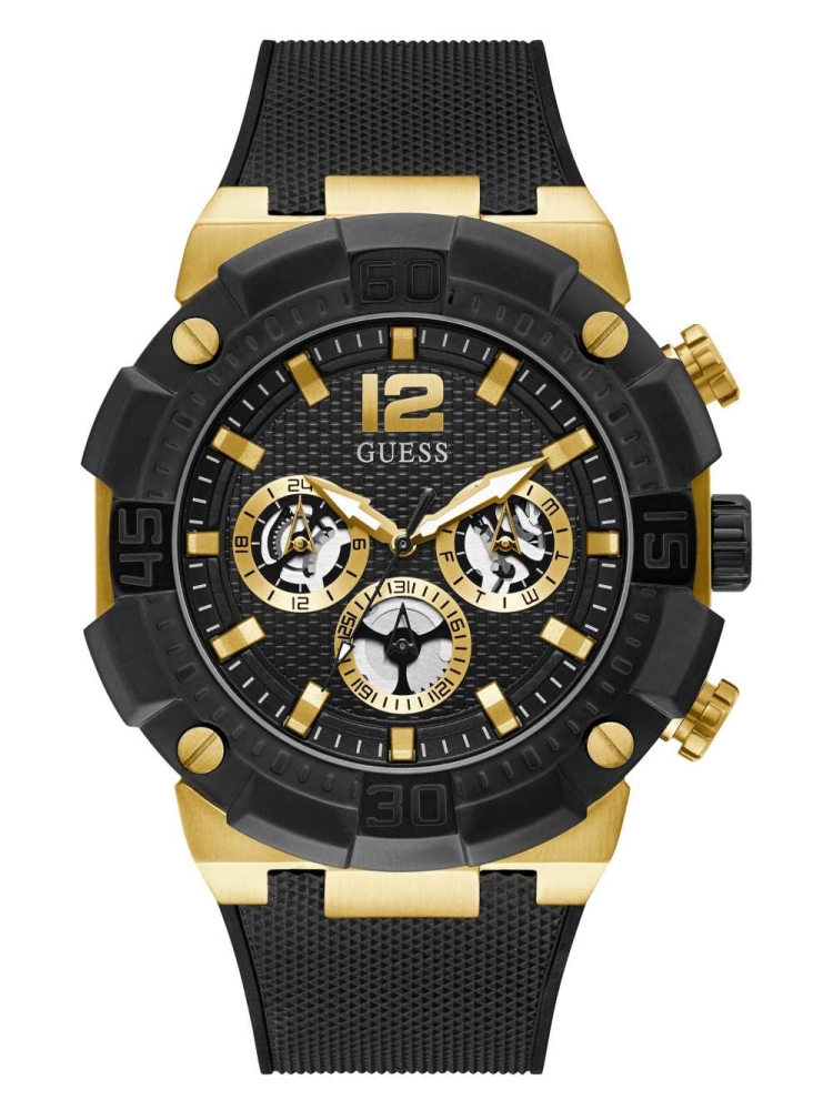 Multicolor Men\'s GUESS Gold-Tone and Black Multifunction Watches | USA37FZIJU