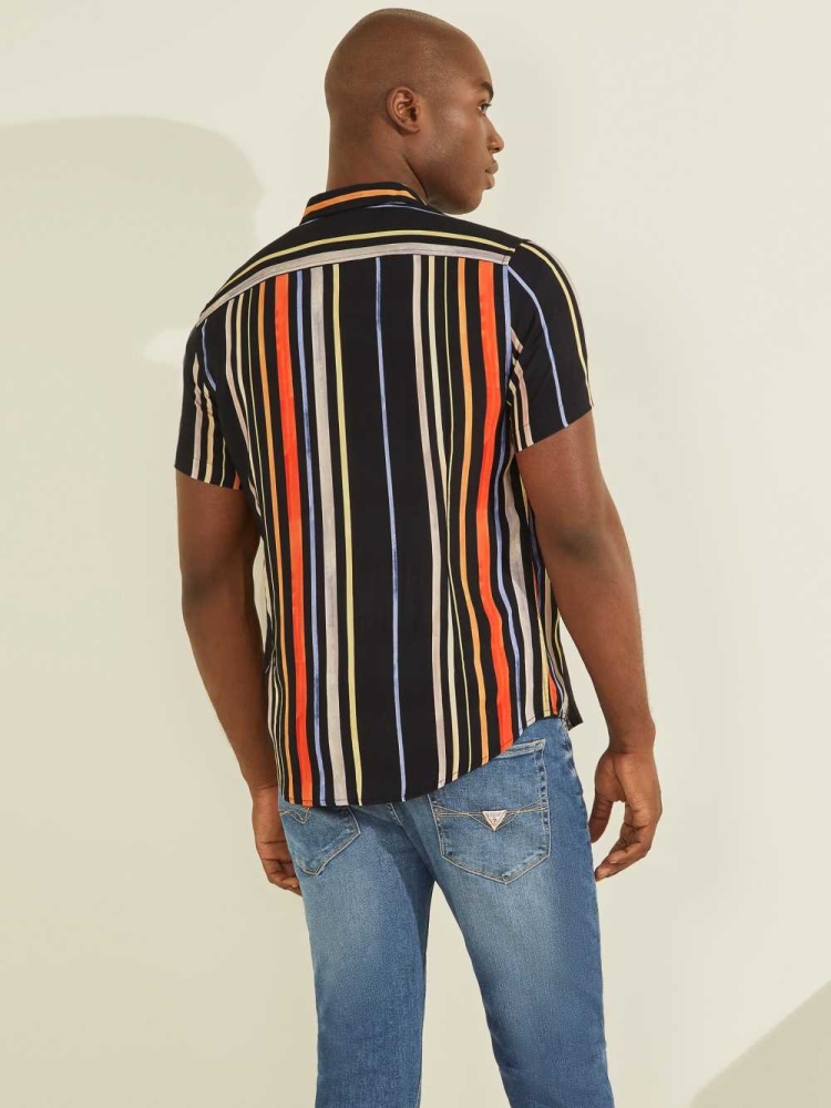 Multicolor Men's GUESS Hampton Striped Shirts | USA62ZTBYP