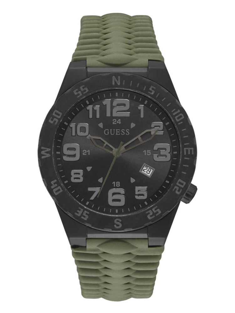 Multicolor Men\'s GUESS Olive And Black Multifunction Watches | USA03RKUSI