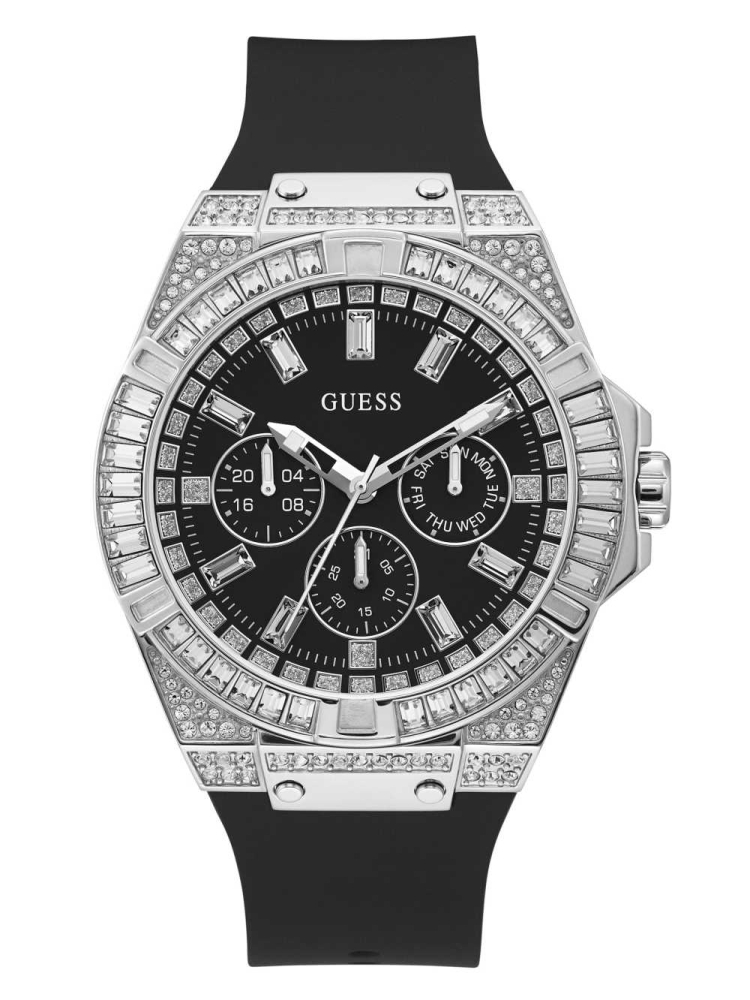 Multicolor Men\'s GUESS Oversized Silver-Tone Multifunction Watches | USA71PQNLH